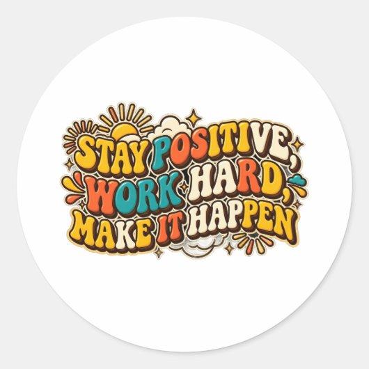 Retro Blijf Positief Sticker (Voorkant)