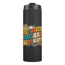 Retro Blijf Positief Thermische Tumbler