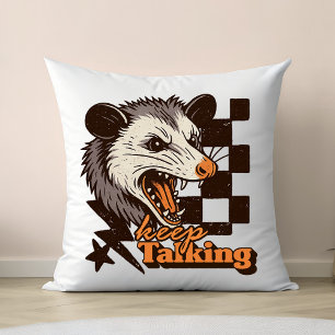 Retro Blijf praten Feral Possum: Angry Wild Animal Kussen