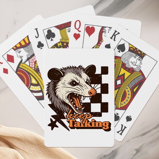 Retro Blijf praten Feral Possum: Angry Wild Animal Pokerkaarten