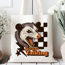 Retro Blijf praten Feral Possum: Angry Wild Animal Tote Bag