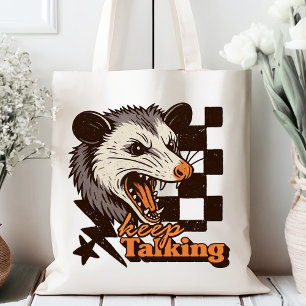 Retro Blijf praten Feral Possum: Angry Wild Animal Tote Bag
