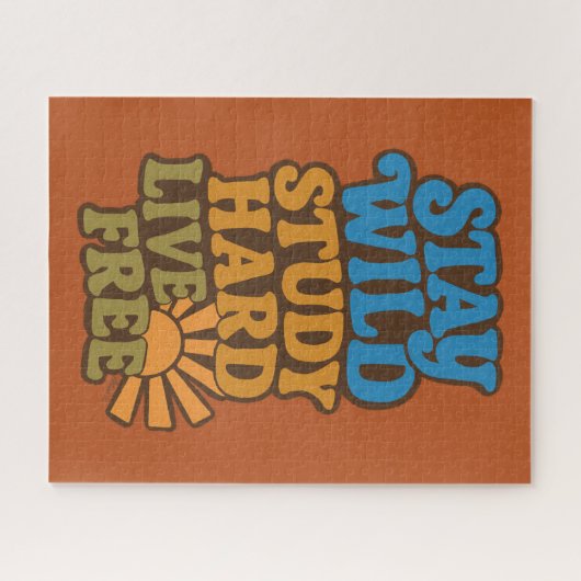 Retro Blijf wild, studeer hard, leef gratis Legpuzzel (Horizontaal)
