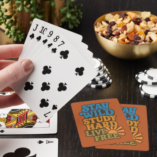 Retro Blijf wild, studeer hard, leef gratis Pokerkaarten (Insitu)