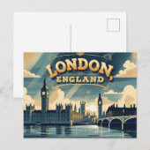 Retro blik op Londen Briefkaart (Voorkant / Achterkant)