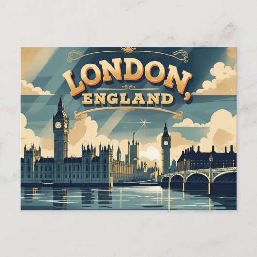 Retro blik op Londen Briefkaart (Voorkant)