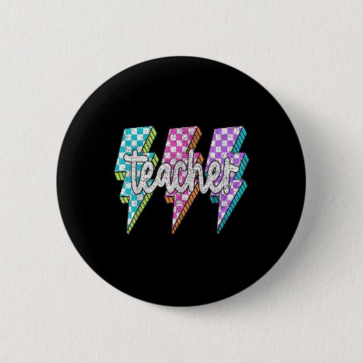 Retro Bliksemflits Leraar Ronde Button 5,7 Cm (Voorkant)