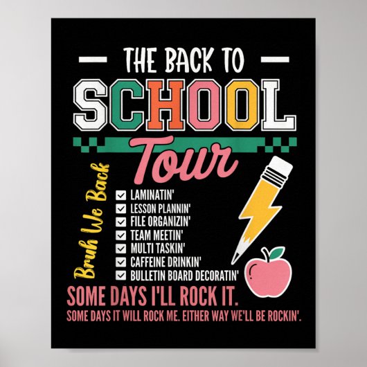 Retro Bliksemschicht Abcd Terug naar school Tour T Poster (Voorkant)
