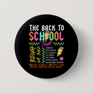 Retro Bliksemschicht Abcd Terug naar school Tour T Ronde Button 5,7 Cm