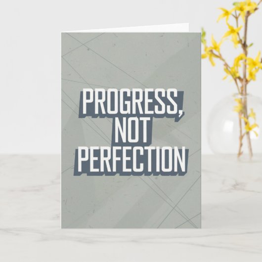 Retro Block Letter "Progress Not Perfection" card Kaart (Gele Bloem)