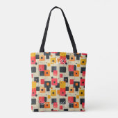 Retro Block Patroon Rood Geel en Zwart Tote Bag (Achterkant)
