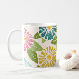 Retro Block Print Daisies Koffiemok