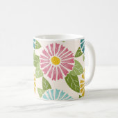 Retro Block Print Daisies Koffiemok (Voorkant rechts)