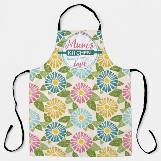 Retro Block Print Daisies Schort (Voorkant)