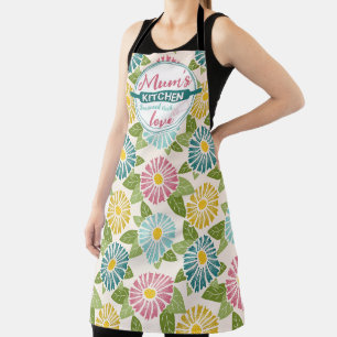 Retro Block Print Daisies Schort