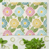 Retro Block Print Daisies Theedoek (Gevouwen)