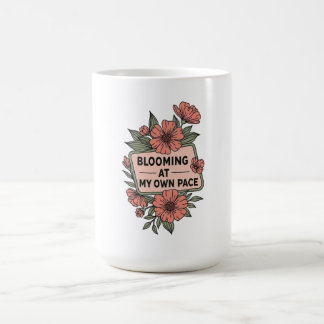 Retro bloeien in mijn eigen tempo roze bloemen ont koffiemok