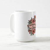 Retro bloeien in mijn eigen tempo roze bloemen ont koffiemok (Voorkant links)