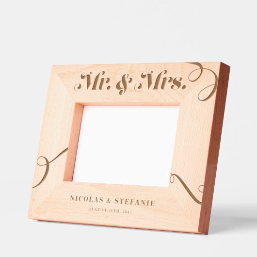 Retro bloeit typografie meneer en mevrouw bruiloft gegraveerde lijstjes (Links)