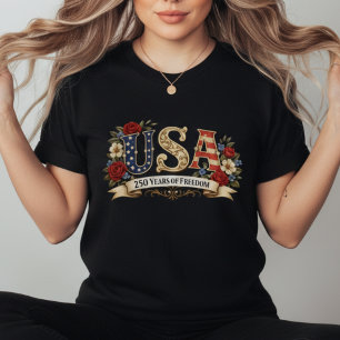 Retro Bloem Amerikaans Jubileum T-shirt