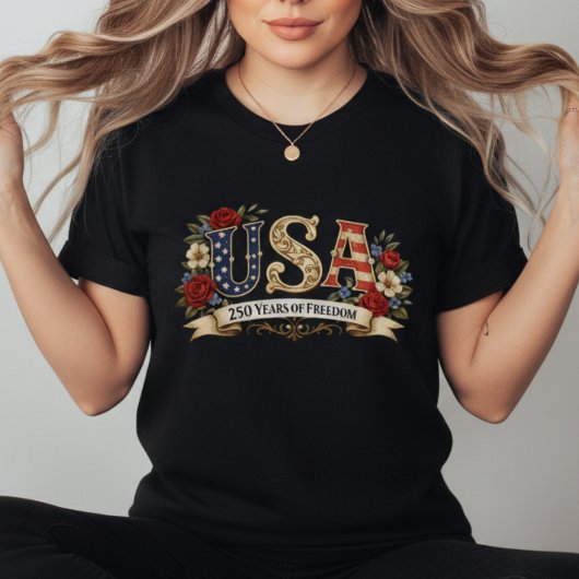 Retro Bloem Amerikaans Jubileum T-shirt