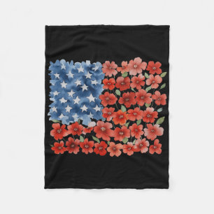 Retro Bloem Amerikaanse Vlag Usa Patriottisch 4 Ju Fleece Deken