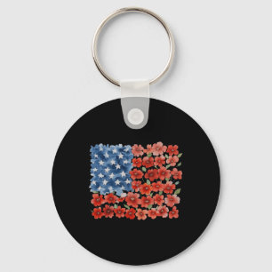 Retro Bloem Amerikaanse Vlag Usa Patriottisch 4 Ju Sleutelhanger