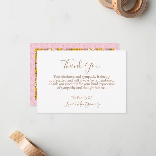 Retro Bloem Begrafenis Dank u, sympathie Notitiekaartje (Voorkant / Achterkant in situ)