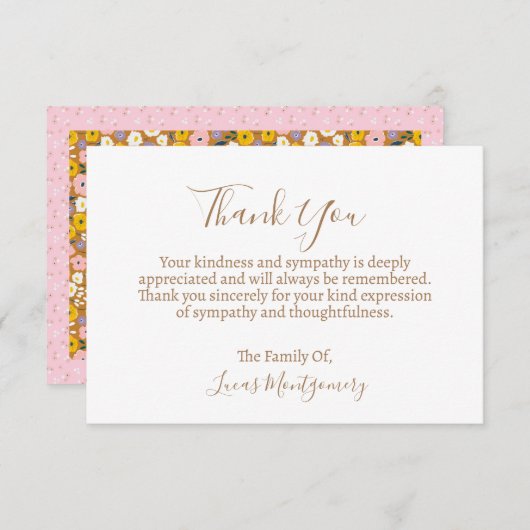 Retro Bloem Begrafenis Dank u, sympathie Notitiekaartje (Voorkant / Achterkant)