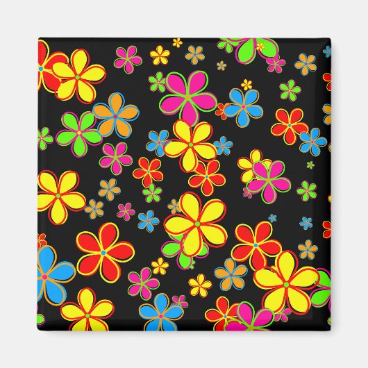 Retro Bloem Behang Magneet (Voorkant)