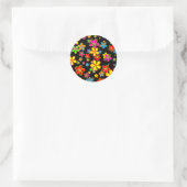 Retro Bloem Behang Ronde Sticker (Tas)
