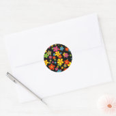 Retro Bloem Behang Ronde Sticker (Envelop)