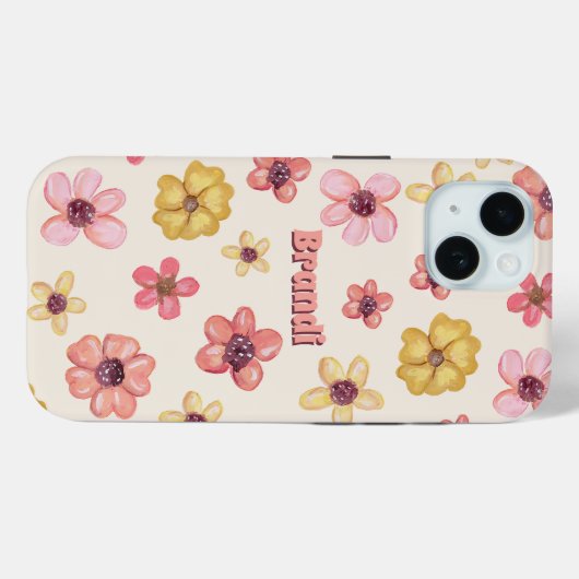 Retro Bloem Bloemen Botanische Vrouwelijke meisjes Case-Mate iPhone Case (Achterkant (horizontaal))