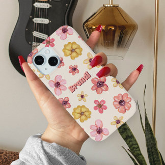 Retro Bloem Bloemen Botanische Vrouwelijke meisjes iPhone 15 Case