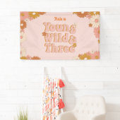 Retro bloem boho 3e verjaardag achtergrond spandoek (Insitu)