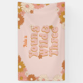Retro bloem boho 3e verjaardag achtergrond spandoek (Verticaal)