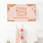 Retro Bloem Boho 3e Verjaardag Achtergrond Spandoek (Insitu)