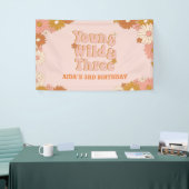 Retro Bloem Boho 3e Verjaardag Achtergrond Spandoek (Beurs)