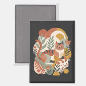 Retro bloem boho kunst T-shirt Magneet (Voorkant / Achterkant)