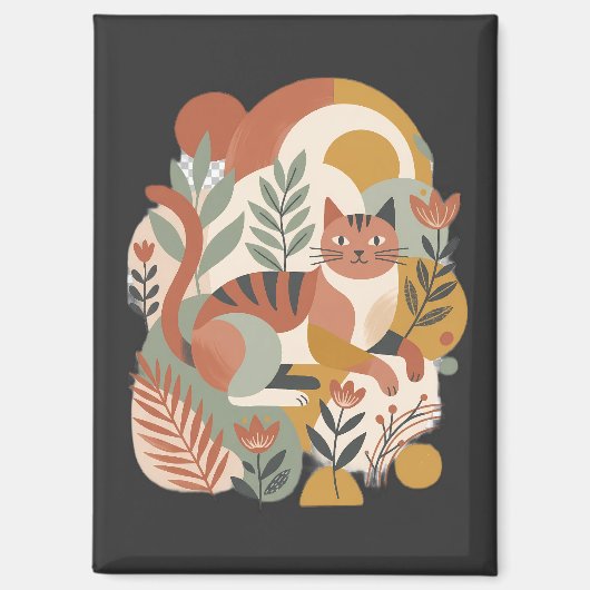 Retro bloem boho kunst T-shirt Magneet (Voorkant)