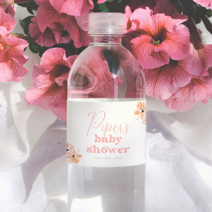 Retro Bloem Boho Meisje Baby Shower Waterfles Etiket