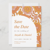 Retro bloem eenvoudig minimalistisch 60s 70s Boho Save The Date (Voorkant)