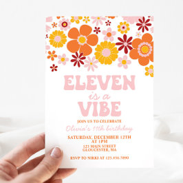 Retro Bloem ELEVEN is een Vibe 11e Verjaardag Kaart