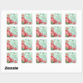 Retro Bloem Favor Seals Chintz Pioenrozen Vierkante Sticker (Vel)