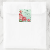 Retro Bloem Favor Seals Chintz Pioenrozen Vierkante Sticker (Tas)