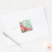 Retro Bloem Favor Seals Chintz Pioenrozen Vierkante Sticker (Envelop)
