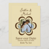 Retro Bloem Foto Gele Bruiloft Bewaar de Datum Kaart (Voorkant / Achterkant)