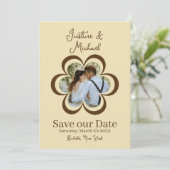 Retro Bloem Foto Gele Trouwkaart Save the Date Kaart (Staand voorkant)