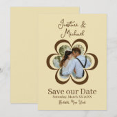 Retro Bloem Foto Gele Trouwkaart Save the Date Kaart (Voorkant / Achterkant)