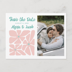Retro Bloem Foto Huwelijk Save the Date Briefkaart